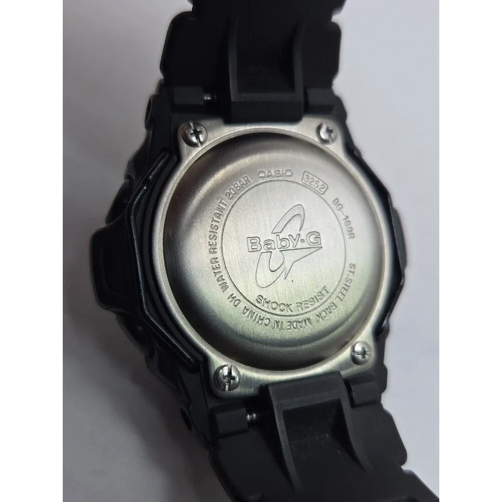 Casio Baby G Womens Black Pink Digital Alarm 43mm Watch Y2K LCD New Battery